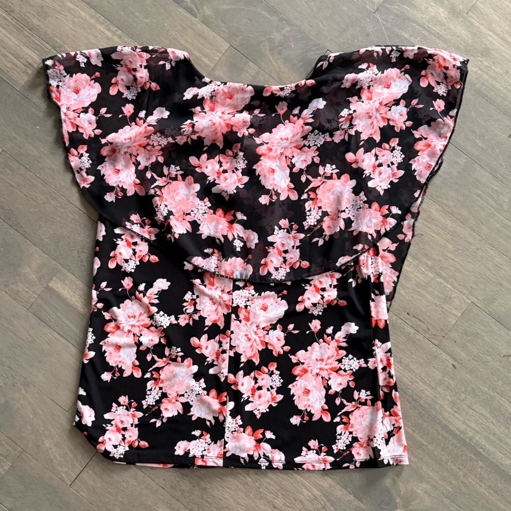 Adele & May Floral Elegance Black and Pink Blouse - Picture 3 of 3